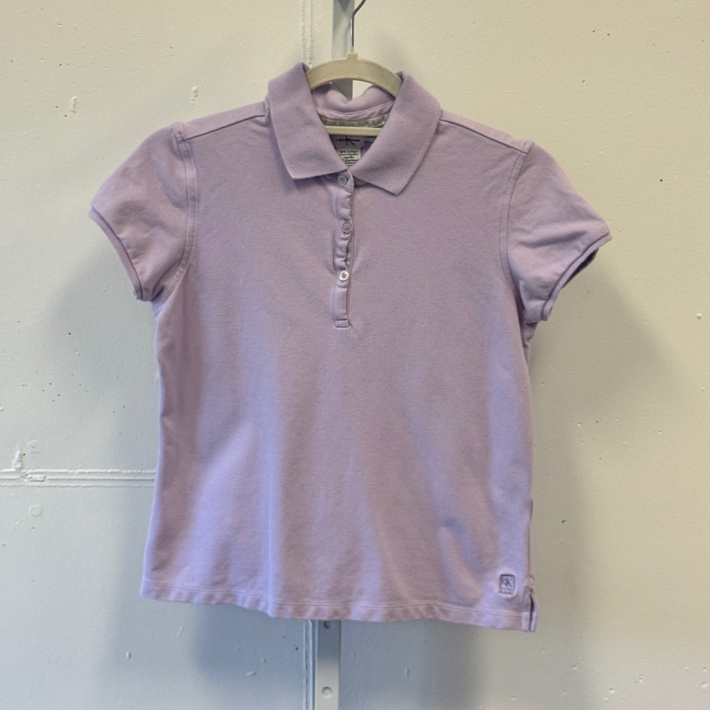 Calvin Klein Jeans Womens Lavender Purple Short Sleeve Polo Shirt Size Small